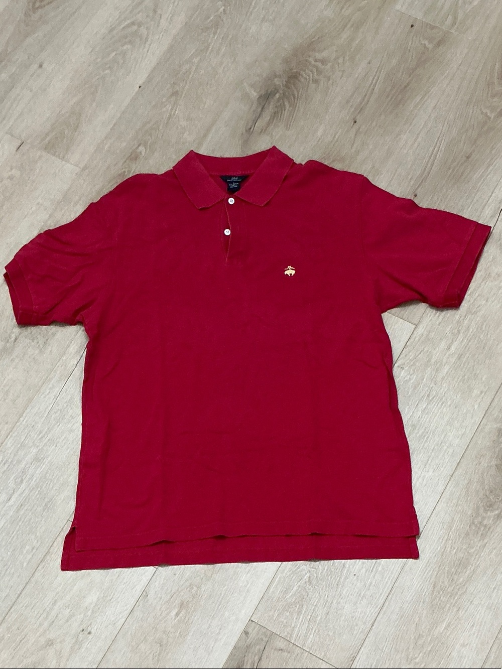 Brooks Brothers Bright Red Polo with Small Gold Emblem